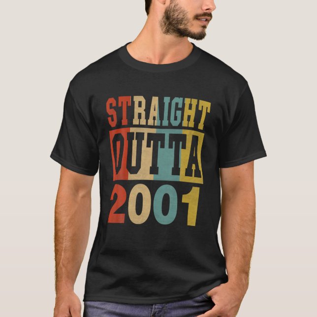 Straight Outta 2001 20Th Birthday 20Years Old Boy T-Shirt (Front)