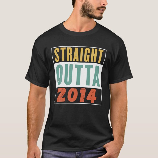 Straight Outta 2014, Vintage Retro Theme T-Shirt (Front)
