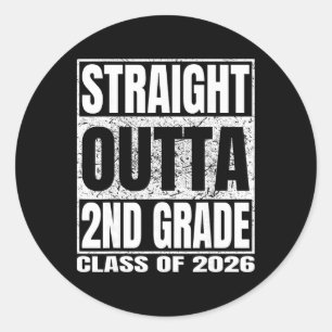 Straight Outta 2nd Grade Funny Graduation 2026 Sec Classic Round Sticker