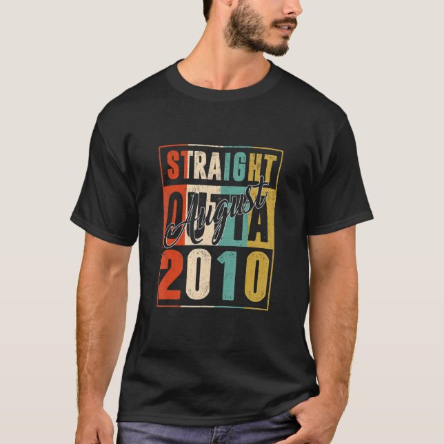Straight Outta August 2010 Retro 12 Years Old 12th T-Shirt (Front)