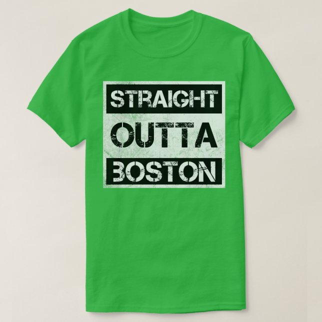 Straight Outta Boston Massachusetts Vintage Distre T-Shirt (Design Front)