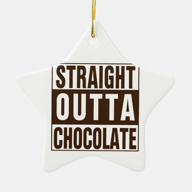 Straight Outta Brown Chocolate Ceramic Tree Decoration (Front)