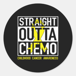 Straight Outta Chemo Gold Ribbon Childhood Cancer  Classic Round Sticker