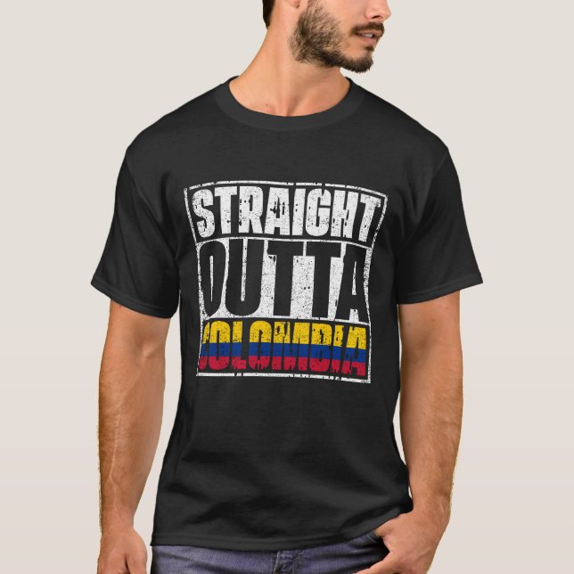 Straight Outta Colombia Flag T-Shirt (Front)