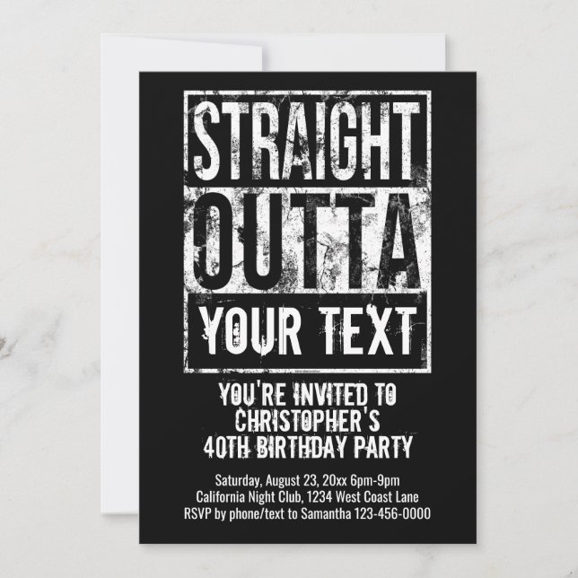 Straight Outta Custom Birthday Party Invitation (Front)