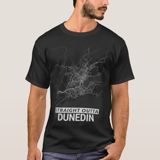 Straight Outta Dunedin city map (LARGE PRINT) T-Shirt (Front)