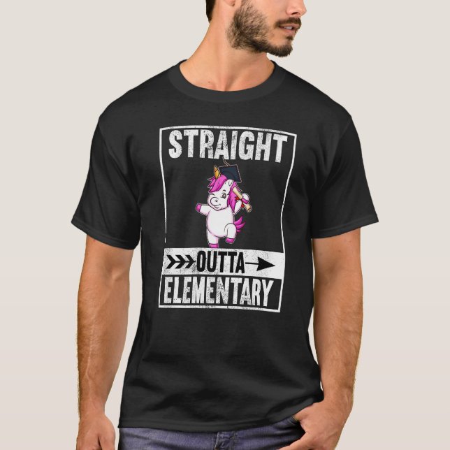 Straight Outta Elementary Primary School Graduate  T-Shirt (Front)