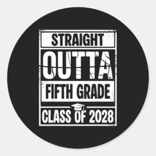 Straight outta fifth grade graduation class of classic round sticker