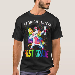Straight Outta First Grade Graduation Unicorn T-Shirt
