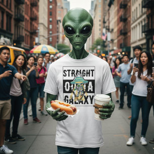 Straight outta galaxy Alien Funny quote Graphic T-Shirt