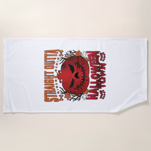 Straight Outta Halloween Town Red Pumpkin Ghosts L Beach Towel