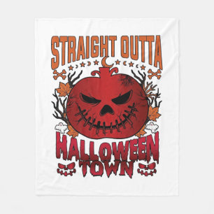 Straight Outta Halloween Town Red Pumpkin Ghosts L Fleece Blanket