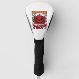 Straight Outta Halloween Town Red Pumpkin Ghosts L Golf Head Cover
