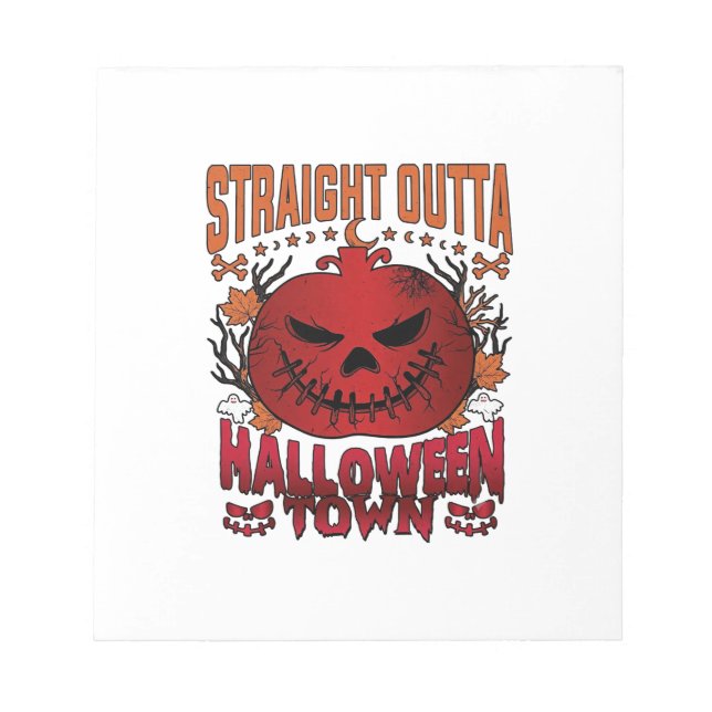 Straight Outta Halloween Town Red Pumpkin Ghosts L Notepad (Front)