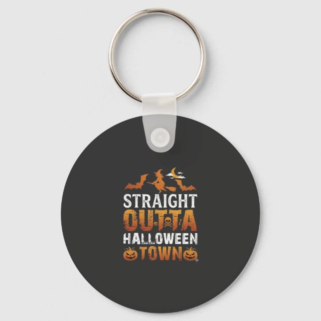 Straight Outta Halloween Town Witch Moon Bats Pump Key Ring (Front)