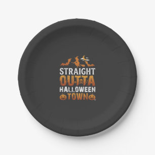 Straight Outta Halloween Town Witch Moon Bats Pump Paper Plate