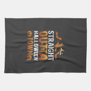 Straight Outta Halloween Town Witch Moon Bats Pump Tea Towel