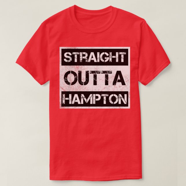 Straight Outta Hampton Virginia Vintage Distressed T-Shirt (Design Front)