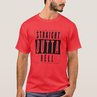 Straight Outta Hell Halloween Simple Black Design T-Shirt