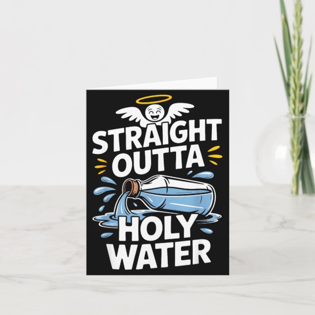 Straight Outta Holy Water Christian Faith Funny Je Card (Front)