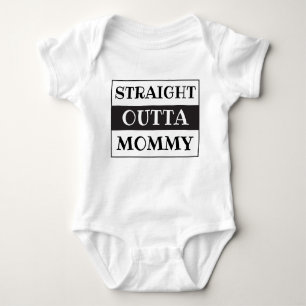 Straight Outta Mummy Funny Saying Black White Baby Bodysuit