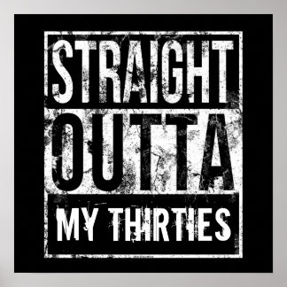 Straight Outta My Thirties 40th Birthday Party Poster