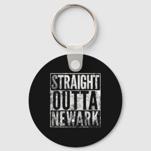Straight Outta Newark New Jersey Distressed Effect Key Ring
