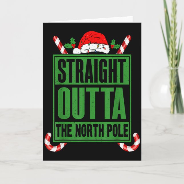 Straight Outta North Le Xmas Candy Cane Funny Paro Card (Front)