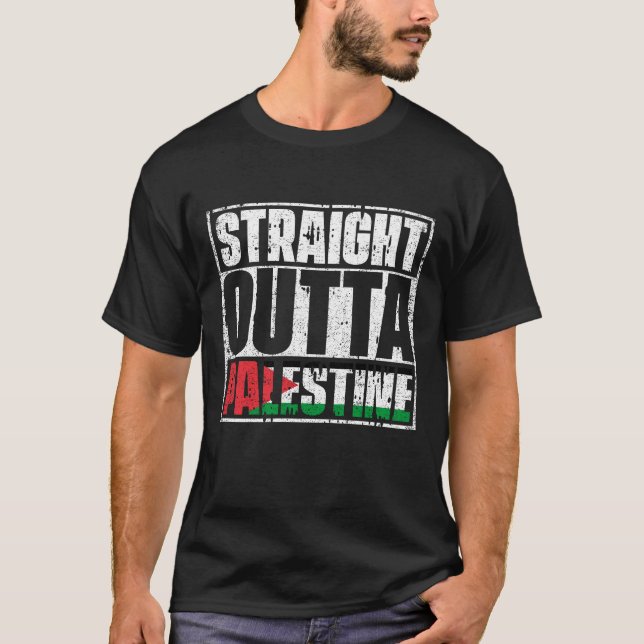 Straight Outta Palestine Flag T-Shirt (Front)