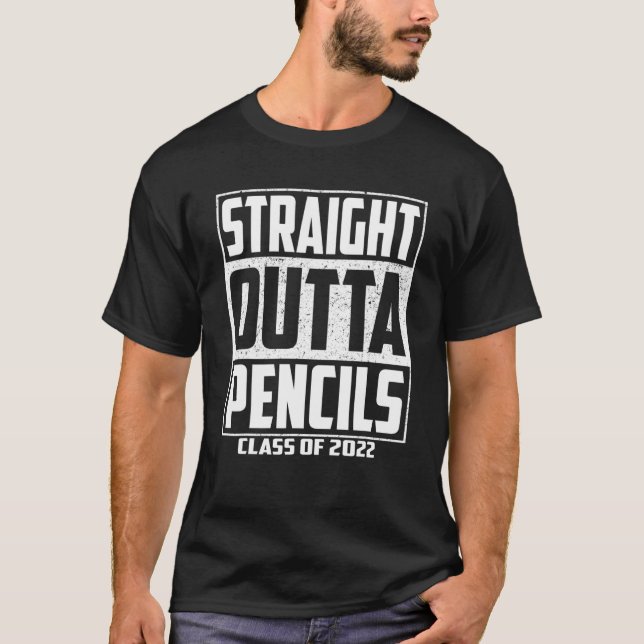 Straight Outta Pencils School Boys Kids Graduation T-Shirt (Front)