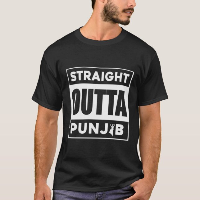 Straight Outta Punjab | Desi Streetwear Punjabi  T-Shirt (Front)