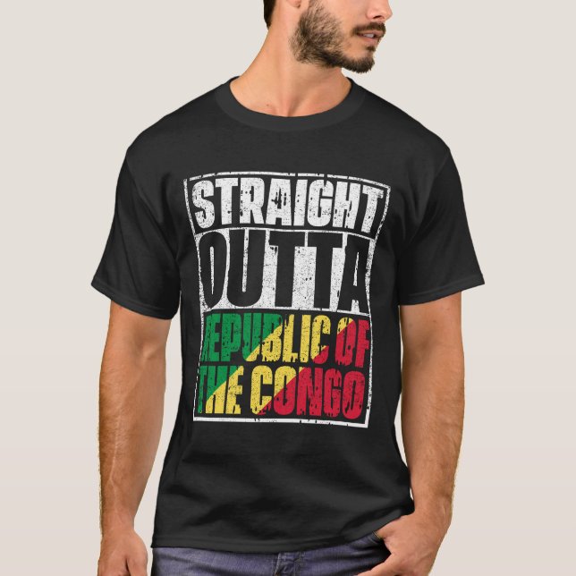 Straight Outta Republic of the Congo Flag T-Shirt (Front)