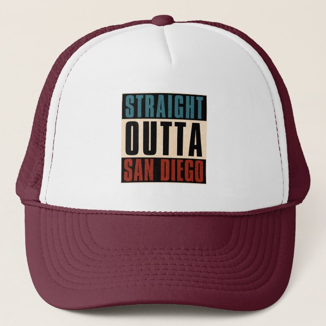 Straight Outta San Diego California CA USA Trucker Hat (Front)
