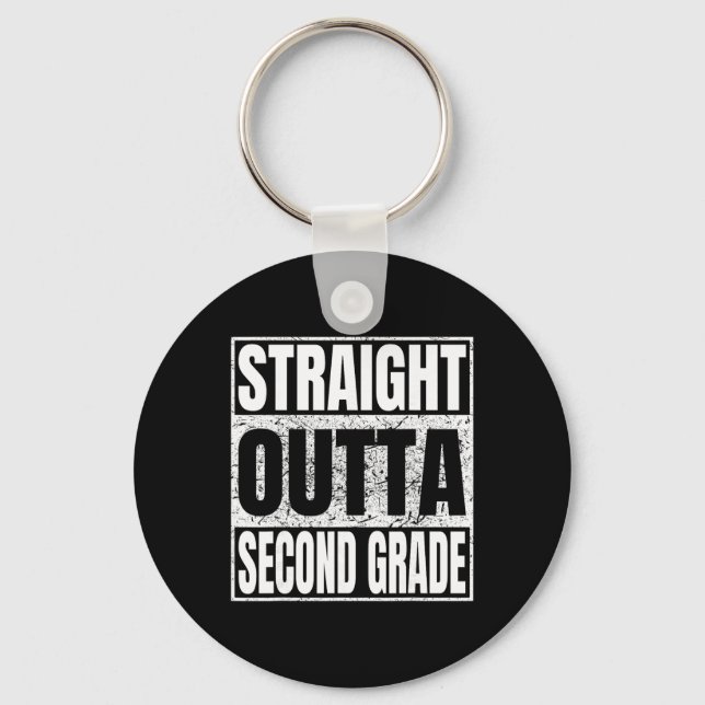 Straight Outta Second Grade Graduation Funny 2026  Key Ring (Front)