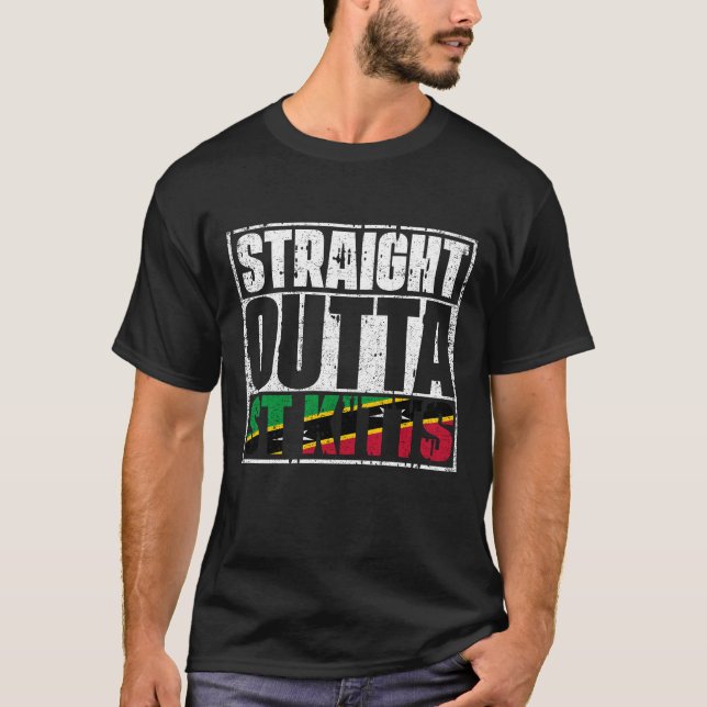 Straight Outta St Kitts Flag T-Shirt (Front)