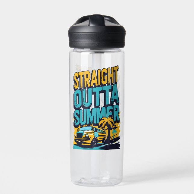 Straight Outta Summer – Retro Back-to-School Water Bottle (Front)
