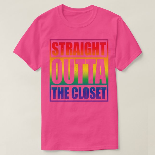 Straight outta the closet lgbt supports T-Shirt (Design Front)