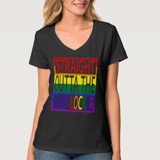 Straight Outta The Goat Locker Navy Chief Rainbow  T-Shirt (Front)