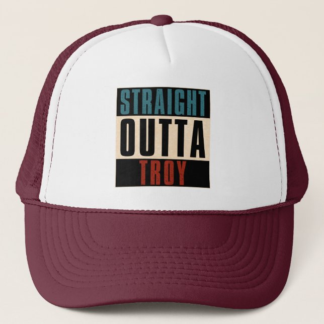 Straight Outta Troy Michigan MI Trucker Hat (Front)