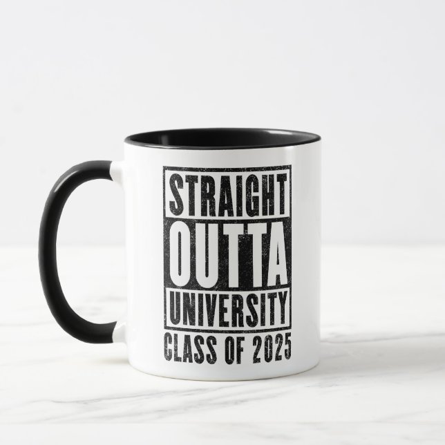 Straight Outta University 2025 Distressed Version Mug (Left)