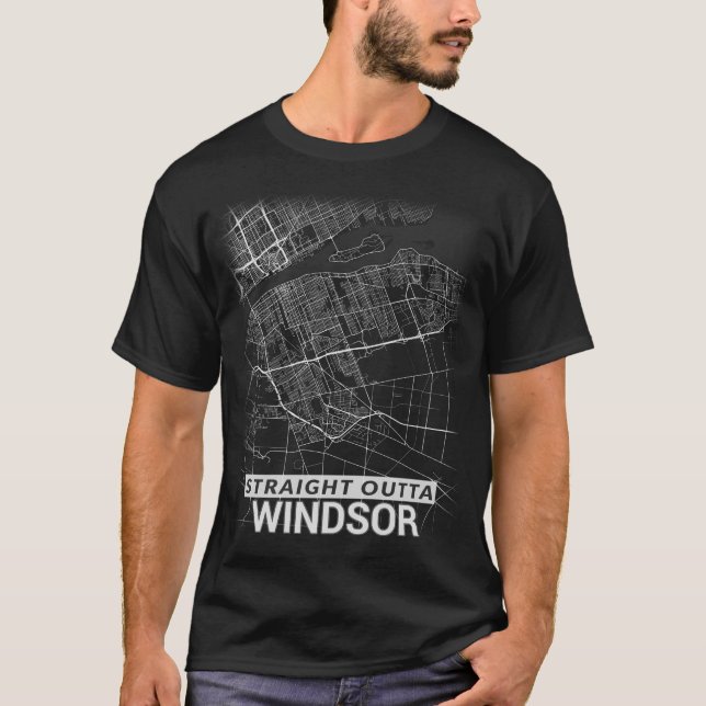 Straight Outta Windsor city map (LARGE PRINT) T-Shirt (Front)