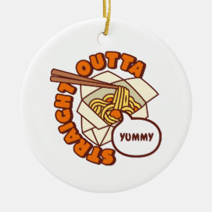 Straight Outta Yummy Ramen Noodles Ceramic Tree Decoration