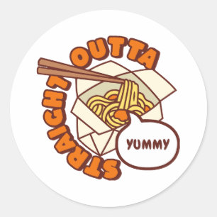 Straight Outta Yummy Ramen Noodles Classic Round Sticker