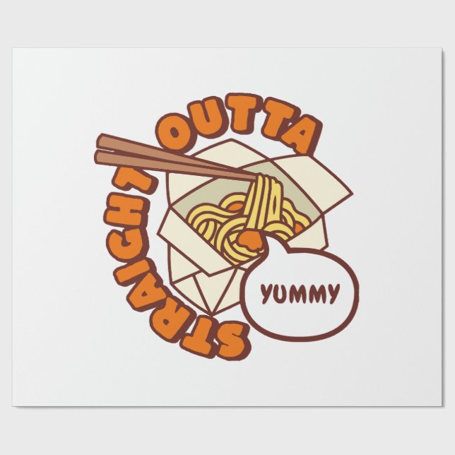 Straight Outta Yummy Ramen Noodles Wrapping Paper (Flat)