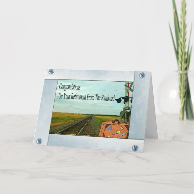 Straight Railroad Tracks and Crossing with a Bag Card (Front)