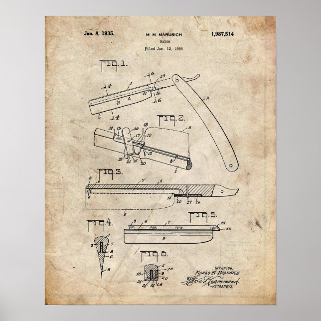 Straight Razor Patent Poster (Front)
