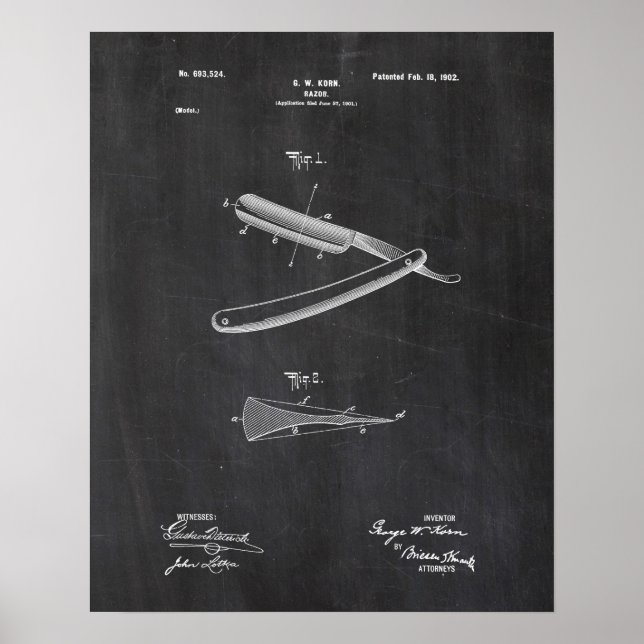 Straight Razor Patent Poster (Front)