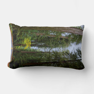 Straight Road Ahead Through Misty Redwood Forest Lumbar Cushion