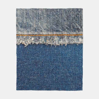Straight stitch with orange thread on bleached den fleece blanket