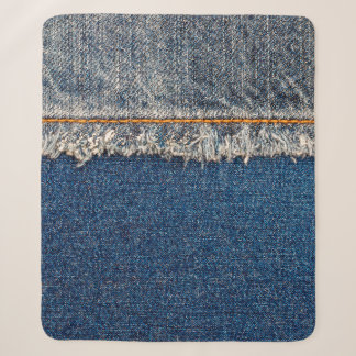 Straight stitch with orange thread on bleached den sherpa blanket